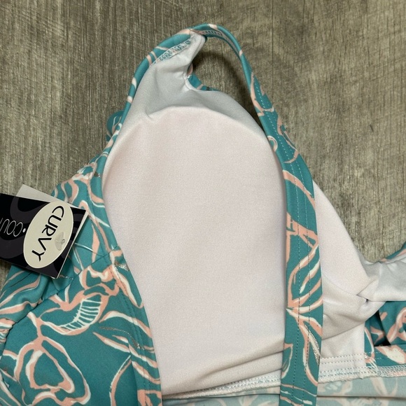 Womens Aqua Couture 3X Tankini Padded Keyhole Swim Swimwear Tank Top Blue NWT - Picture 7 of 10